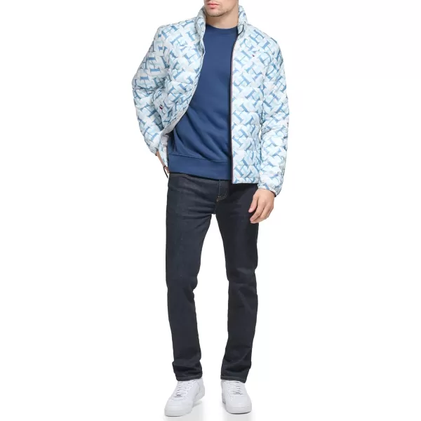 imageTommy Hilfiger Mens Legacy Ultra Loft Lightweight Packable Puffer Jacket Standard and Big ampamp TallWhite Th Logo Print