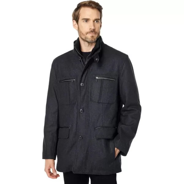 imageCole Haan Mens Wool Melton Coat with Nylon BibCharcoal