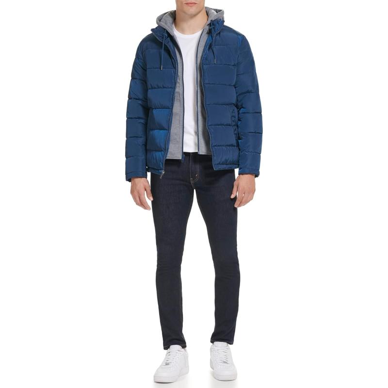 imageKenneth Cole Mens Puffer JacketHorizontal Quilted Marine