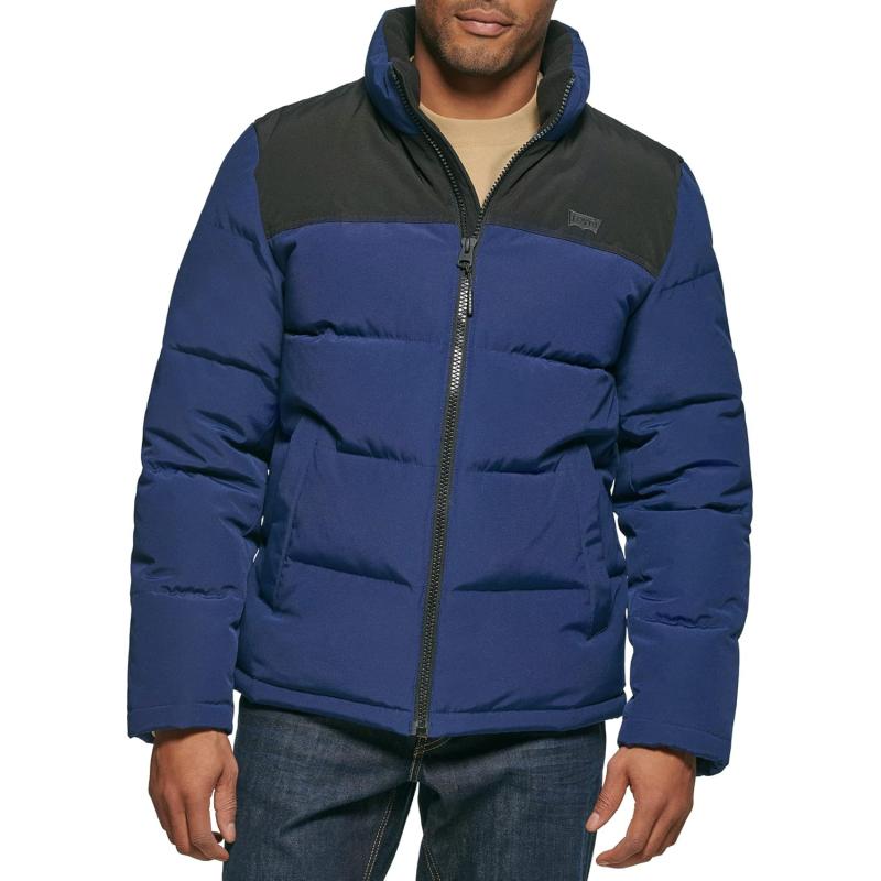 imageLevis mens Arctic Cloth Retro Bubble Puffer JacketBlueBlack Tonal Logo