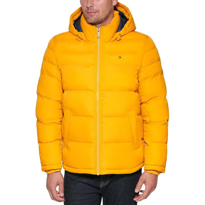 imageTommy Hilfiger Mens Down Alternative Hooded Puffer Jacket Standard and Big ampamp TallArctic Yellow