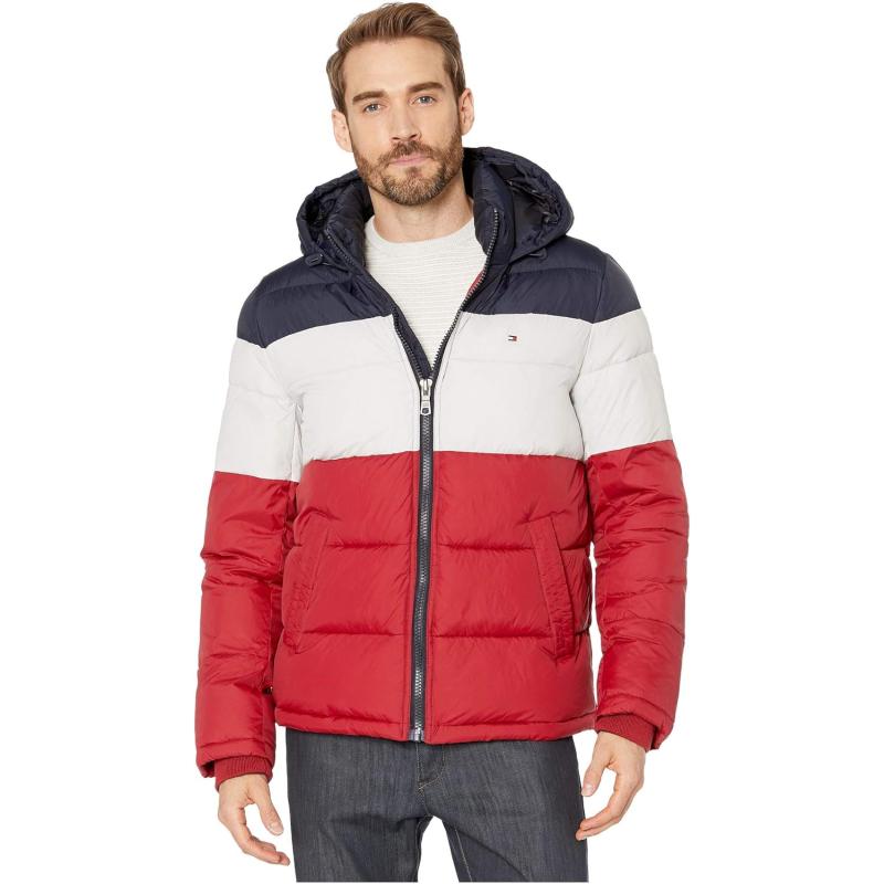 imageTommy Hilfiger Mens Down Alternative Hooded Puffer Jacket Standard and Big ampamp TallMidnightWhiteRed