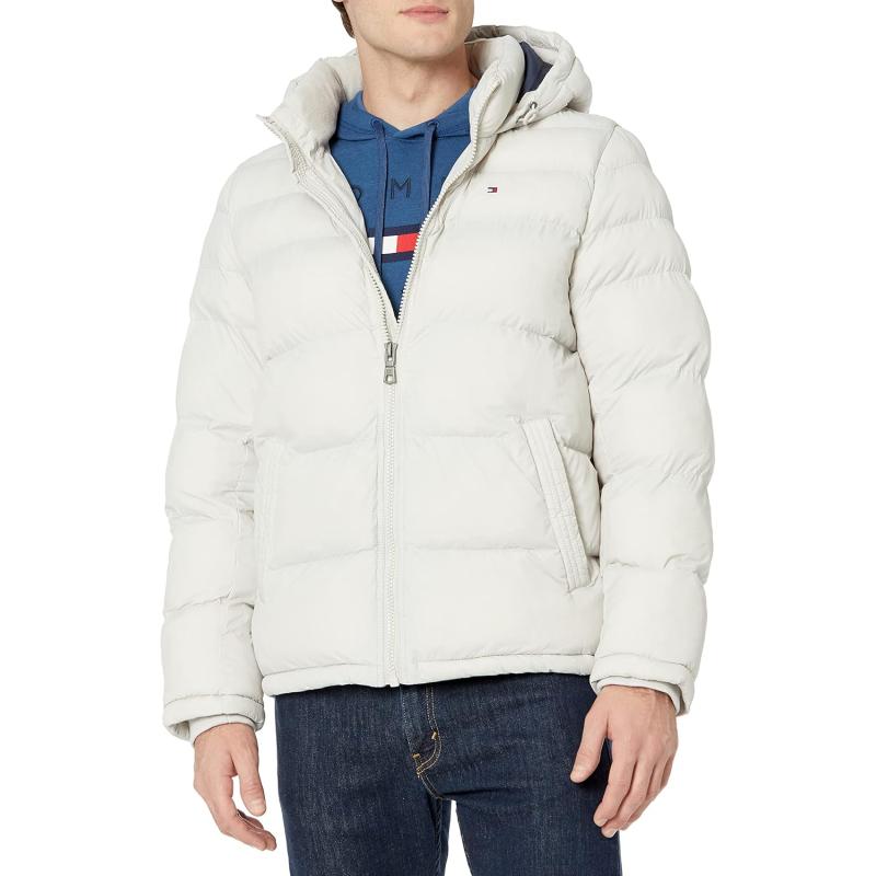 imageTommy Hilfiger Mens Down Alternative Hooded Puffer Jacket Standard and Big ampamp TallNew Ice
