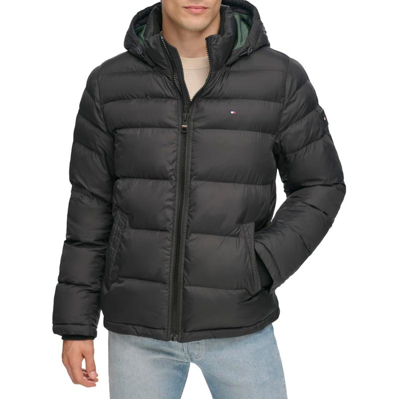 imageTommy Hilfiger Mens Down Alternative Hooded Puffer Jacket Standard and Big ampamp TallNew Matte Black