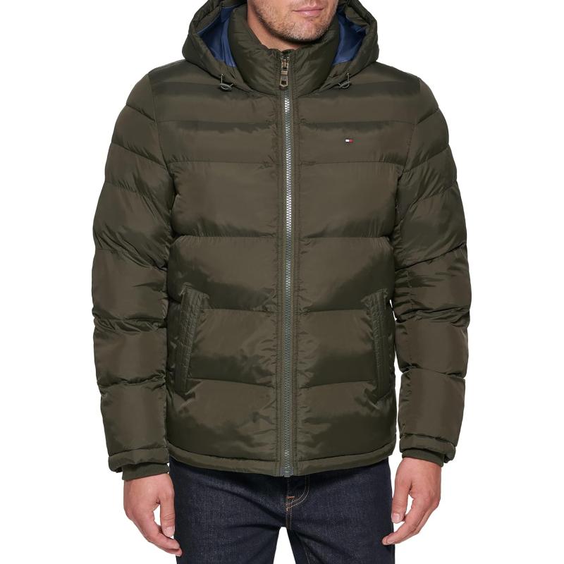 imageTommy Hilfiger Mens Down Alternative Hooded Puffer Jacket Standard and Big ampamp TallOlive