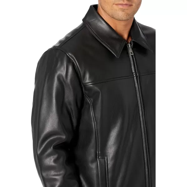 imageCole Haan Mens Vegan Leather Shirt Collar JacketBlack