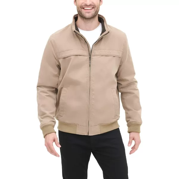 imageDOCKERS Mens Micro Twill Golf Stand Collar Bomber JacketKhaki