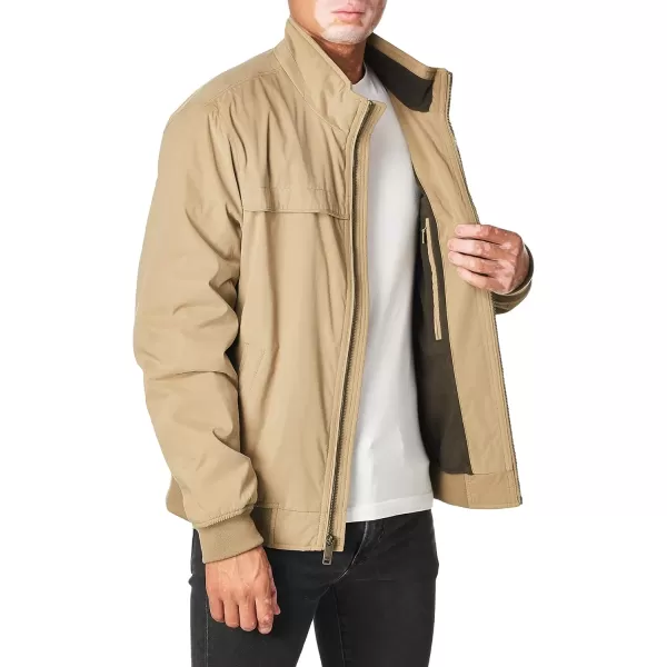 imageDOCKERS Mens Micro Twill Golf Stand Collar Bomber JacketKhaki