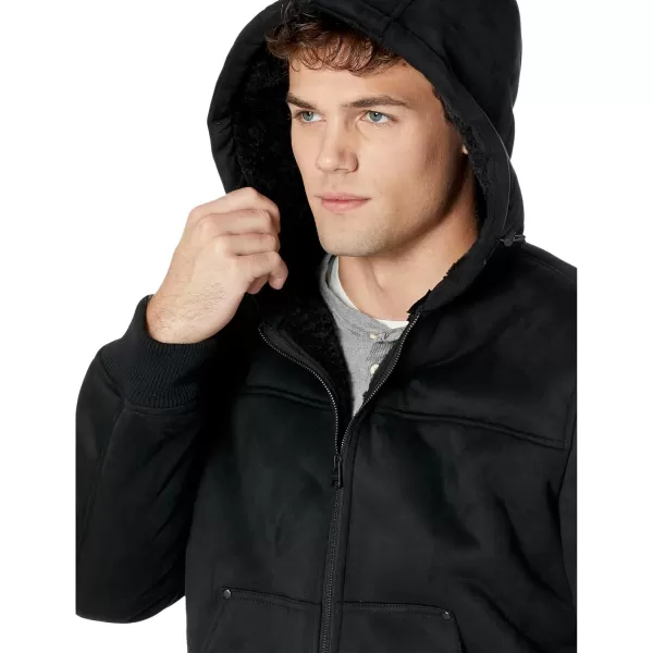 imageLevis Mens Faux Shearling Hoody Bomber JacketBlack Faux Shearling