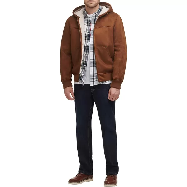 imageLevis Mens Faux Shearling Hoody Bomber JacketBrown Faux Shearling