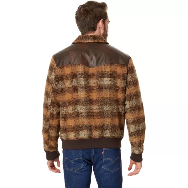imageLevis Mens Mixed Media Western Plaid Bomber JacketBrown Ombre