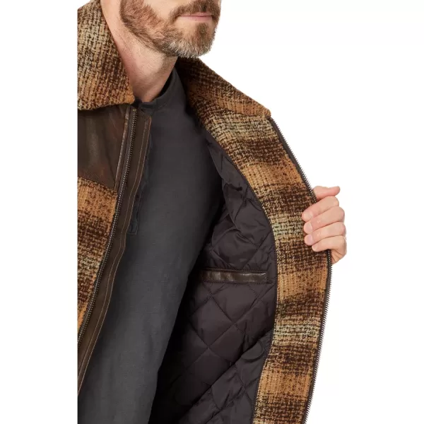 imageLevis Mens Mixed Media Western Plaid Bomber JacketBrown Ombre