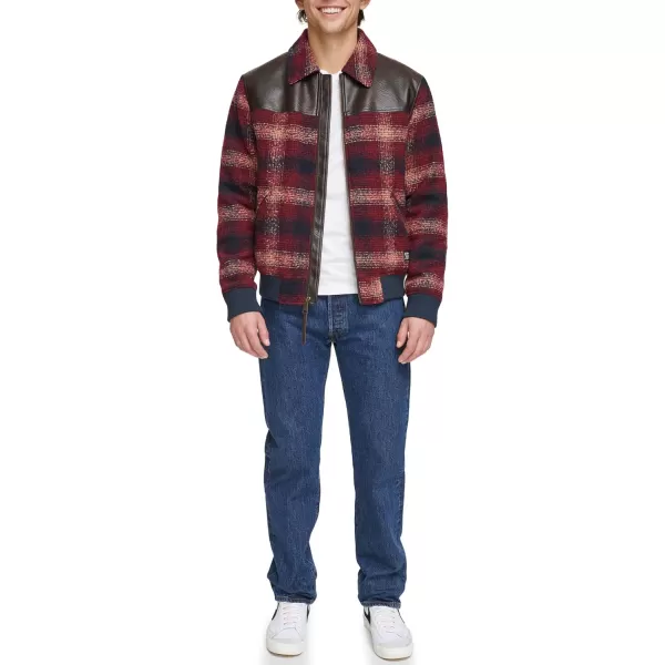 imageLevis Mens Mixed Media Western Plaid Bomber JacketRed Ombre