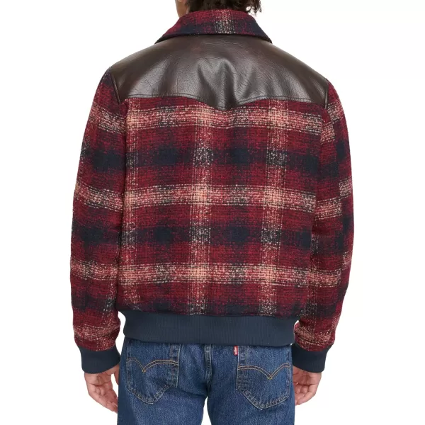 imageLevis Mens Mixed Media Western Plaid Bomber JacketRed Ombre