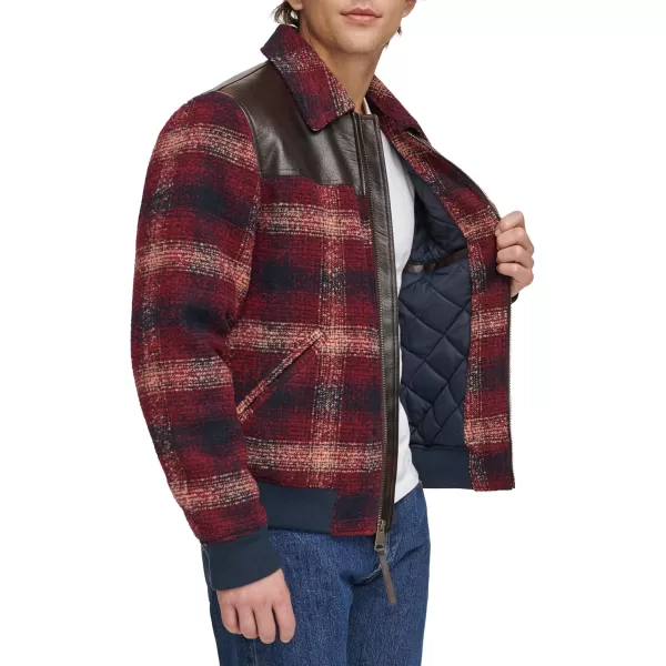 imageLevis Mens Mixed Media Western Plaid Bomber JacketRed Ombre