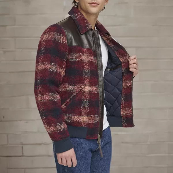 imageLevis Mens Mixed Media Western Plaid Bomber JacketRed Ombre