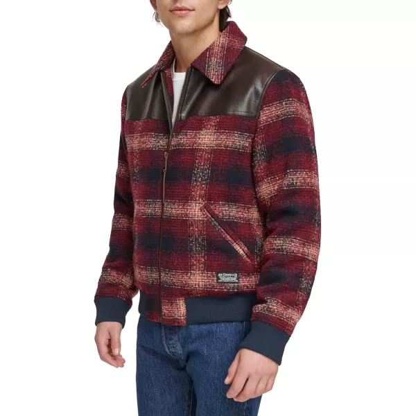 imageLevis Mens Mixed Media Western Plaid Bomber JacketRed Ombre