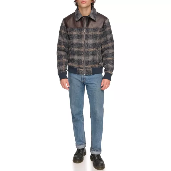 imageLevis Mens Mixed Media Western Plaid Bomber JacketSky Captain Ombre