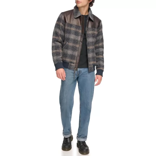 imageLevis Mens Mixed Media Western Plaid Bomber JacketSky Captain Ombre