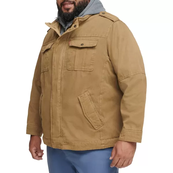 imageLevis Mens Washed Cotton Hooded Military JacketKhakiSherpa Lined