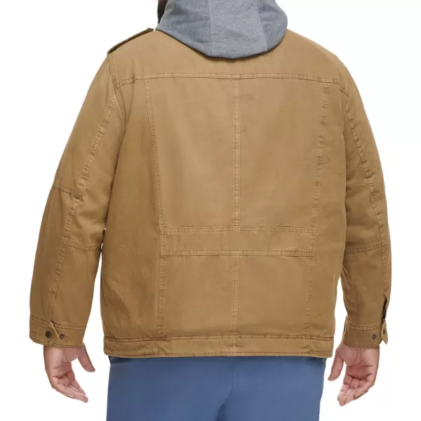 imageLevis Mens Washed Cotton Hooded Military JacketKhakiSherpa Lined