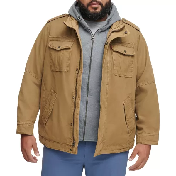imageLevis Mens Washed Cotton Hooded Military JacketKhakiSherpa Lined