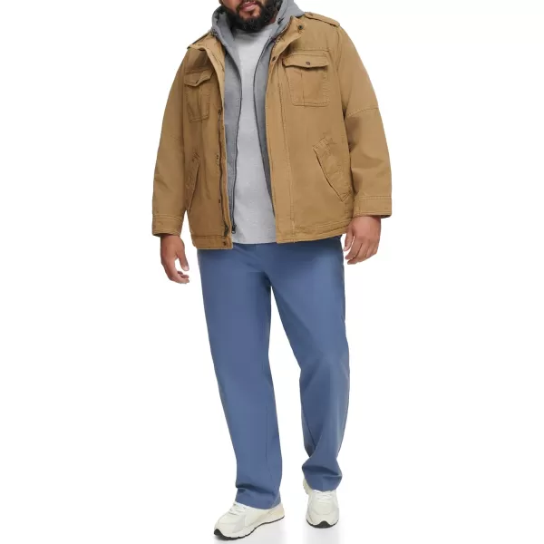 imageLevis Mens Washed Cotton Hooded Military JacketKhakiSherpa Lined