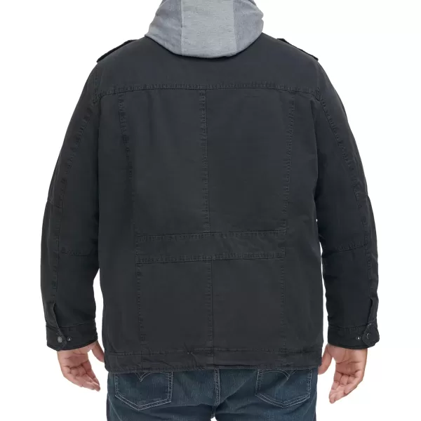 imageLevis Mens Washed Cotton Hooded Military JacketNavySherpa Lined