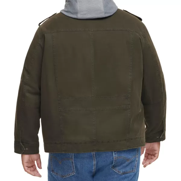 imageLevis Mens Washed Cotton Hooded Military JacketOliveSherpa Lined