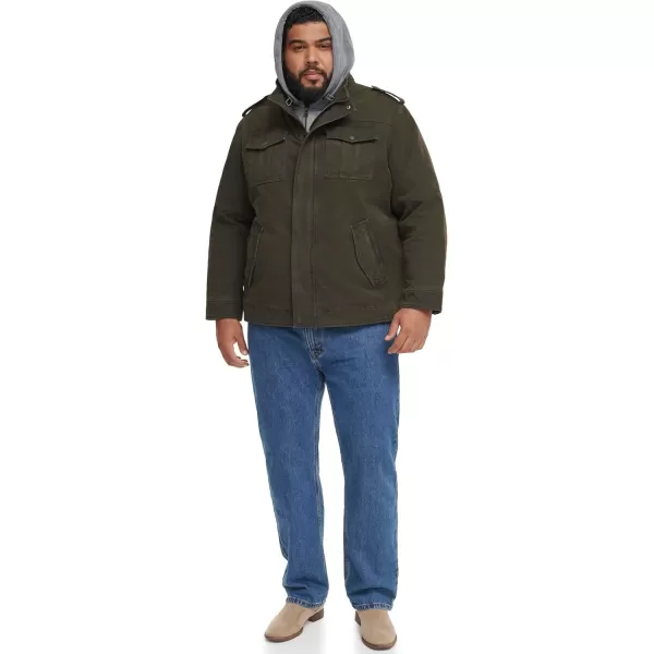 imageLevis Mens Washed Cotton Hooded Military JacketOliveSherpa Lined