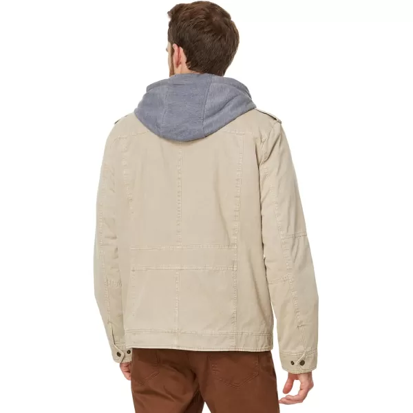 imageLevis Mens Washed Cotton Hooded Military JacketStoneSherpa Lined