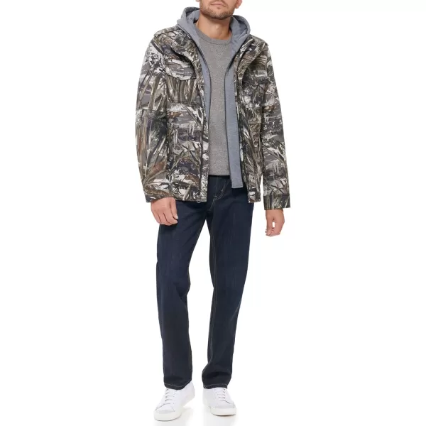 imageLevis Mens Washed Cotton Hooded Military JacketTrue TreeSherpa Lined