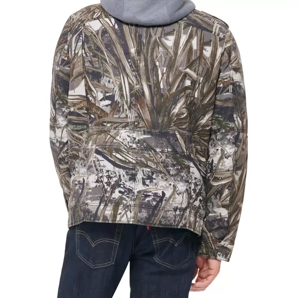 imageLevis Mens Washed Cotton Hooded Military JacketTrue TreeSherpa Lined