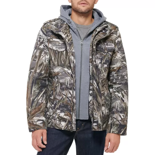 imageLevis Mens Washed Cotton Hooded Military JacketTrue TreeSherpa Lined