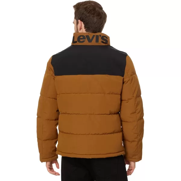 imageLevis mens Arctic Cloth Retro Bubble Puffer JacketBrownBlack Tonal Logo