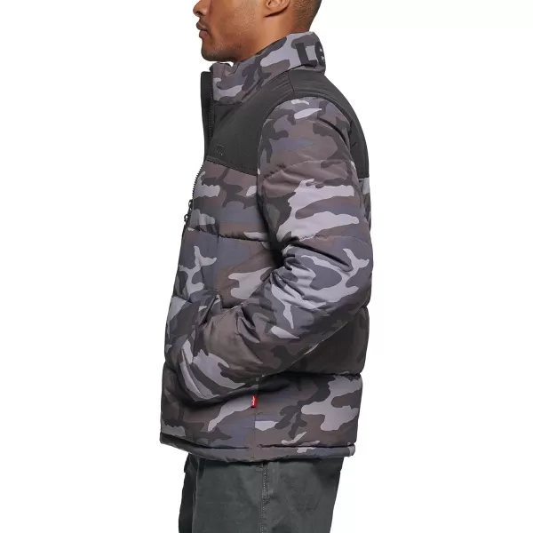 imageLevis mens Arctic Cloth Retro Bubble Puffer JacketGrey Camo Tonal Logo