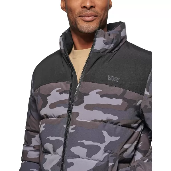 imageLevis mens Arctic Cloth Retro Bubble Puffer JacketGrey Camo Tonal Logo