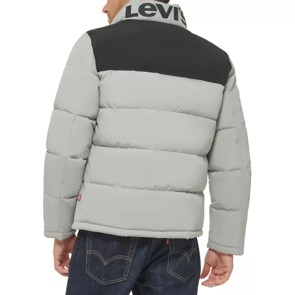 imageLevis mens Arctic Cloth Retro Bubble Puffer JacketLight GreyBlack Tonal Logo