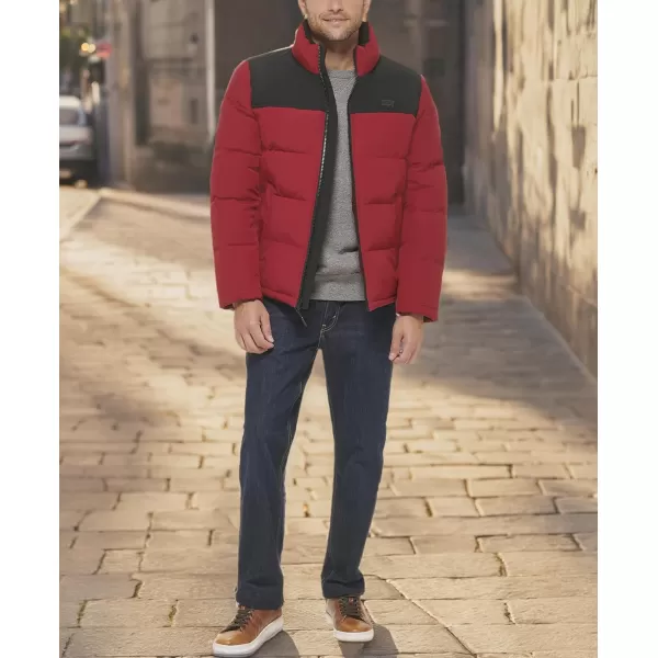 imageLevis mens Arctic Cloth Retro Bubble Puffer JacketRedBlack Tonal Logo