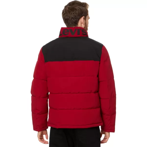 imageLevis mens Arctic Cloth Retro Bubble Puffer JacketRedBlack Tonal Logo
