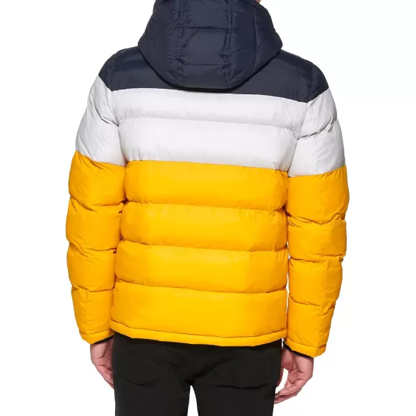 imageTommy Hilfiger Mens Down Alternative Hooded Puffer Jacket Standard and Big ampamp TallMidnightIceYellow