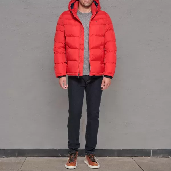 imageTommy Hilfiger Mens Down Alternative Hooded Puffer Jacket Standard and Big ampamp TallOrange Burst