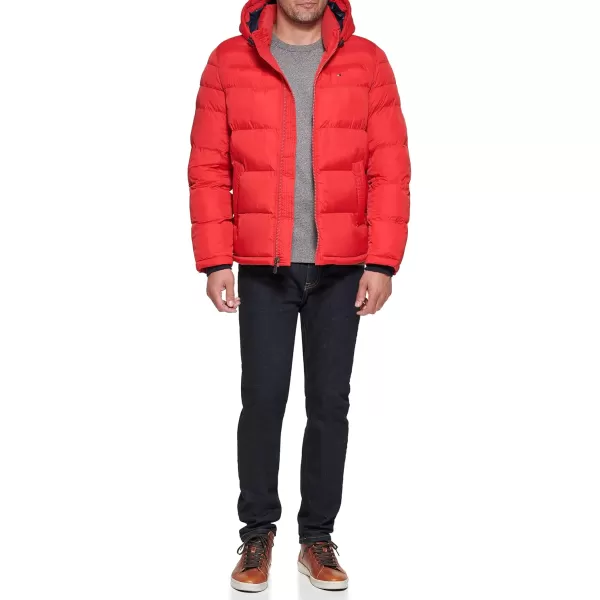 imageTommy Hilfiger Mens Down Alternative Hooded Puffer Jacket Standard and Big ampamp TallOrange Burst