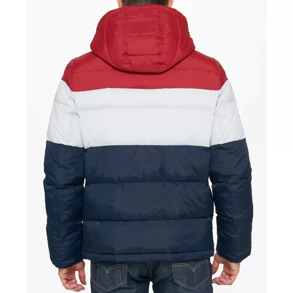 imageTommy Hilfiger Mens Down Alternative Hooded Puffer Jacket Standard and Big ampamp TallRedIceNavy