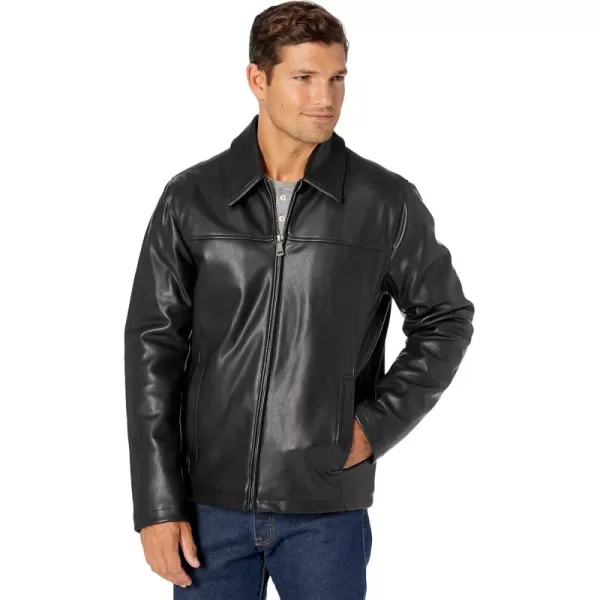 imageCole Haan Mens Vegan Leather Shirt Collar JacketBlack