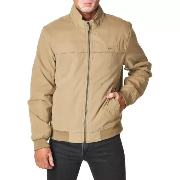 imageDOCKERS Mens Micro Twill Golf Stand Collar Bomber JacketKhaki