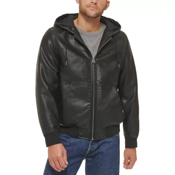 imageLevis Mens Faux Shearling Hoody Bomber JacketBlack Quilted Lining