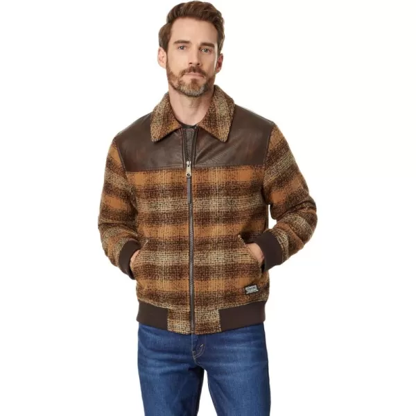 imageLevis Mens Mixed Media Western Plaid Bomber JacketBrown Ombre