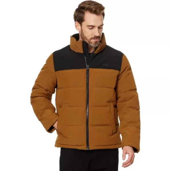 imageLevis mens Arctic Cloth Retro Bubble Puffer JacketBrownBlack Tonal Logo