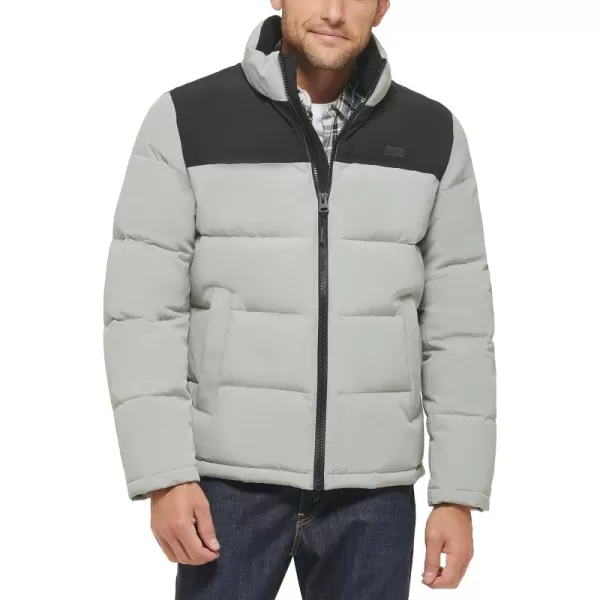 imageLevis mens Arctic Cloth Retro Bubble Puffer JacketLight GreyBlack Tonal Logo